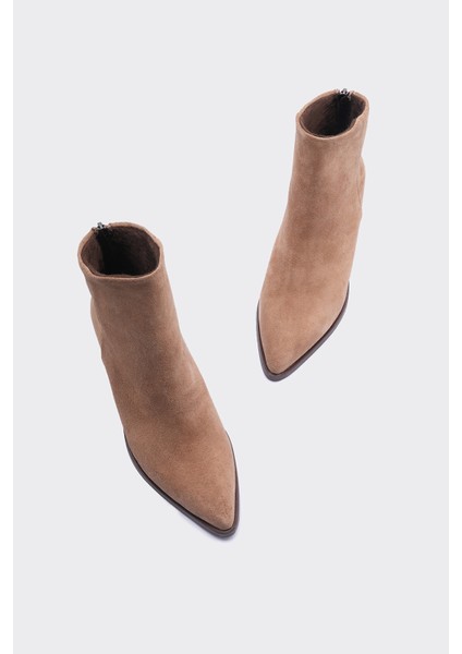 Geo Biskuvi Hakiki Süet Deri Topuklu Kadın Bot fırsatları