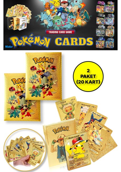 Pokemon Oyun Kartı Tcg Gold Booster Pack - 2 Paket (20 Kart)