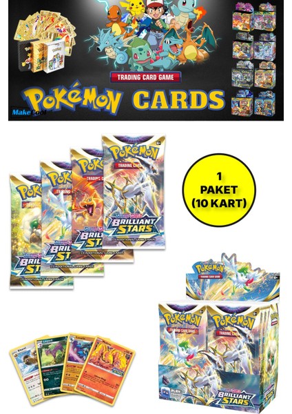Pokemon Oyun Kartı Tcg Sword&shield Brilliant Stars Booster Pack - 1 Paket (10 Kart)