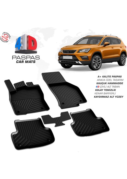 Fa Otomotiv Seat Ateca 4d Havuzlu Paspas 2016 Model ve Sonrası