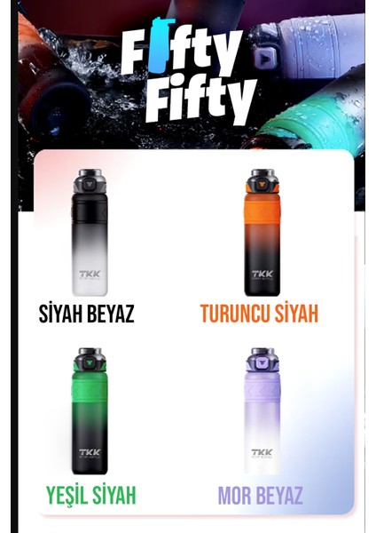 Tkk 800 ml Çift Renk Softtouch Pipetli Tritan Su Matarası fırsatları