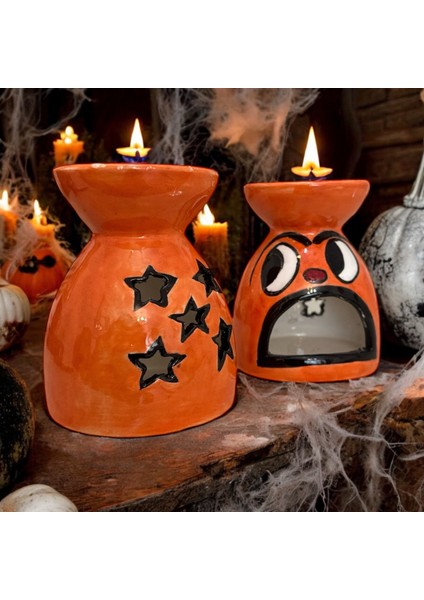 Cadılar Bayramı Tasarım Hallowen Çini Turuncu Buhurdanlık Handmade Mumluk fırsatları