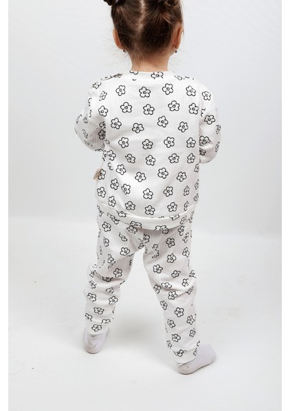 Kız & Erkek Bebek Çocuk Pijama Takımı Baskılı Uzun Kollu Pijama Takımı