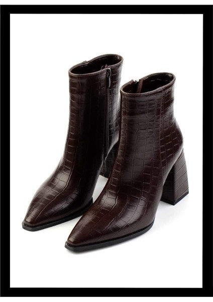 Kahve Kroko Kadın Bot & Bootie K02667230011