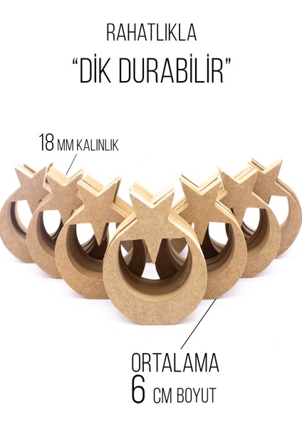 20 Adet 10 cm Ay Yıldız Figürü.dik Durabilir.okul Öncesi Eğitim Etkinlik
