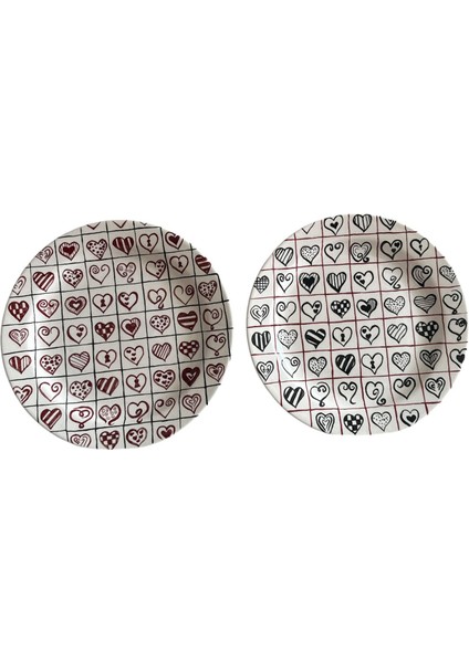 Yılbaşı Servis Tabağı 2 Li Takım Aşk Temalı Handmade Biblo Çini Dekoratif Süs Çan Kapı Süsü Hediyelik Çam Ağacı