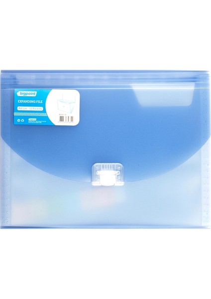 | Körüklü Döküman Dosyası, 13 Gözlü, A4 Uyumlu, Özel Kilit Mekanizmalı Dosya, Mavi