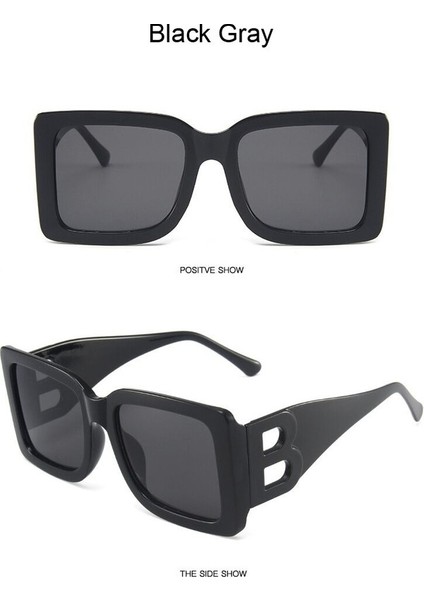 Shenzhen Xin Xin Kare Güneş Gözlüğü Kadın Ayna Siyah Degrade Güneş Gözlükleri Kadın Büyük Çerçeve Modern Retro (Yurt Dışından) fırsatları