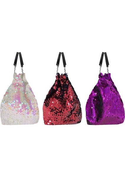 Kadın Büzgülü Kova Çantası: Payet Zincirli Çapraz Askılı El Çantası (Yurt Dışından)