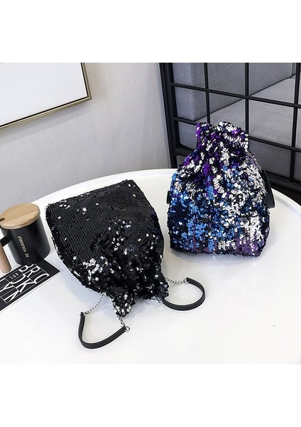 Kadın Büzgülü Kova Çantası: Payet Zincirli Çapraz Askılı El Çantası (Yurt Dışından) fırsatları