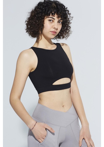 Ella Halter Yaka CutOut Detaylı Organik Pamuk Örme Crop Body 1103