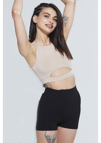 Ella Halter Yaka CutOut Detaylı Organik Pamuk Örme Crop Body 1103