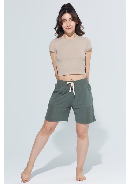 Skye Bisiklet Yaka Ribanalı Kısa Kollu Örme Crop T-Shirt 1032