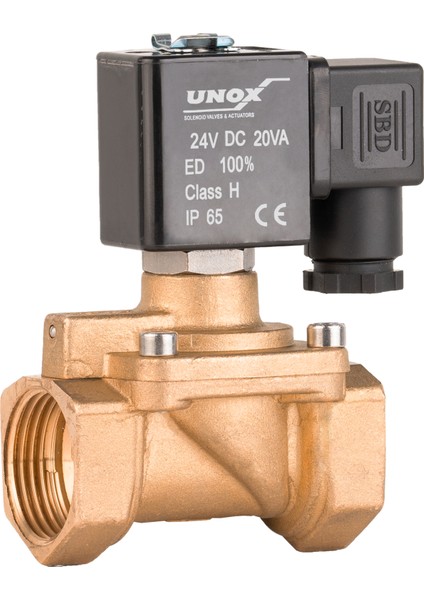 24V DC Tam Geçişli Genel Maksat Solenoid Valf Normalde Açık 3/4" (0,5-16 Bar)