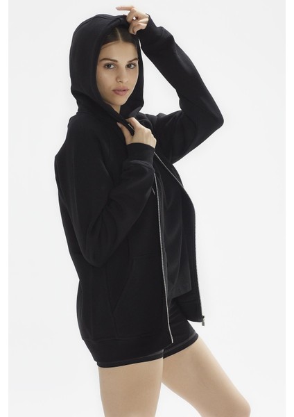 Ela Kapüşonlu 2 İplik Fermuar Detaylı Loose Fit Örme Sweatshirt 1051 modelleri