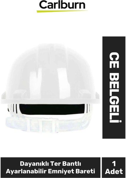 Ce Belgeli Dayanıklı Ter Bantlı Ayarlanabilir Şantiye Inşaat Iş Güvenliği Beyaz Emniyet Bareti