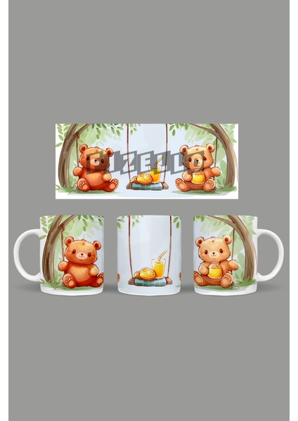 Ayı - Bear Temalı Kupa Hediyelik Sunumluk Çeyizlik Kahve Fincanı