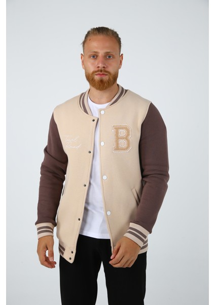 Brg Bej-Kahve Erkek Kolej Regular Fit Ceket BRG90047-0024
