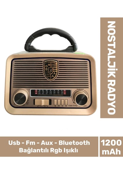 Yüksek Sesli Fiş Priz Şarjlı & Pilli Fm Bluetooth USB Mp3 Aux Tf Sd Dekoratif Nostaljik Radyo