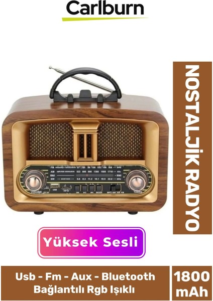 Kaliteli Yüksek Sesli Retro Şık Ahşap Bluetooth Bağlantılı Fm USB Tf Aux Şarjlı Nostaljik Radyo