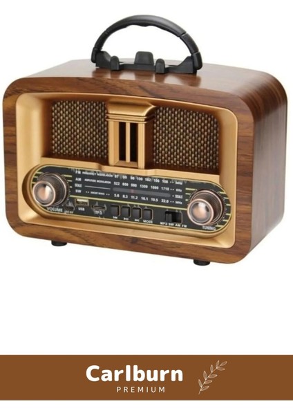 Kaliteli Yüksek Sesli Retro Şık Ahşap Bluetooth Bağlantılı Fm USB Tf Aux Şarjlı Nostaljik Radyo