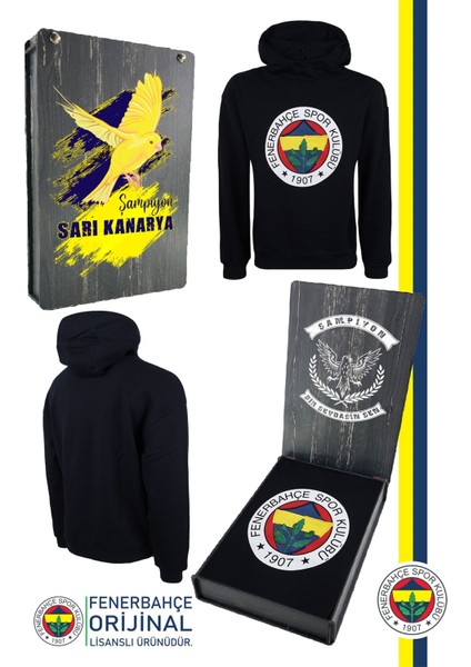 Orijinal Lisanslı Logolu Lacivert Kapüşonlu Sweat Ahşap Kutulu