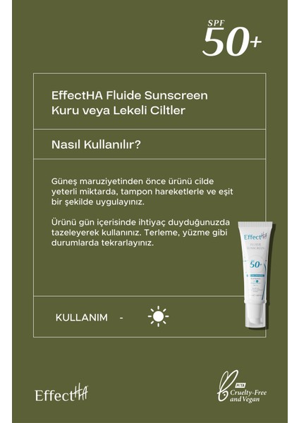 Fluide Sunscreen Kuru veya Lekeli Ciltler İçin Nemlendirici Güneş Koruyucu Krem SPF50+ 50ml