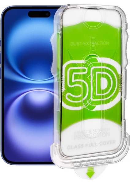 iPhone 16 Ekran Koruyucu Hizalama Aparatlı Premium Tam Kaplayan Temperli Cam
