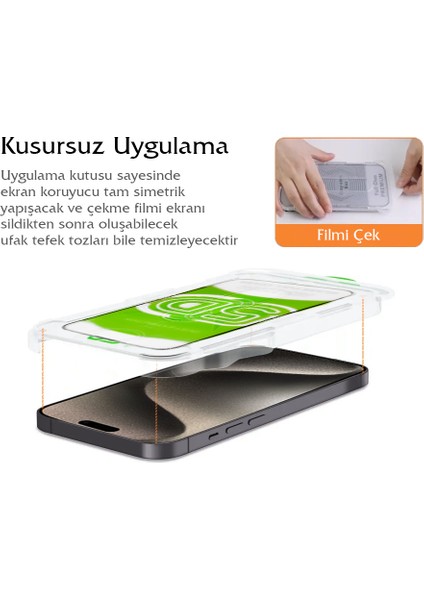 iPhone 16 Ekran Koruyucu Hizalama Aparatlı Premium Tam Kaplayan Temperli Cam