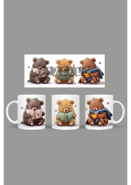 Ayı - Bear Temalı Kupa Hediyelik Sunumluk Çeyizlik Kahve Fincanı