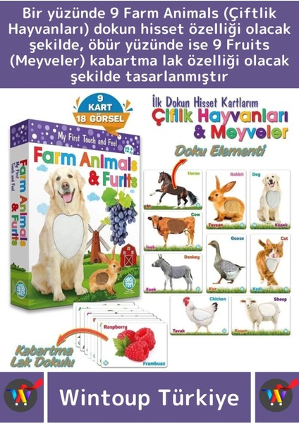 Premium Eğitici Görsel Algı Dil Öğrenme Eğlenceli Öğrenme Dokun Hisset Çiftlik Hayvanları&meyveler fiyatları