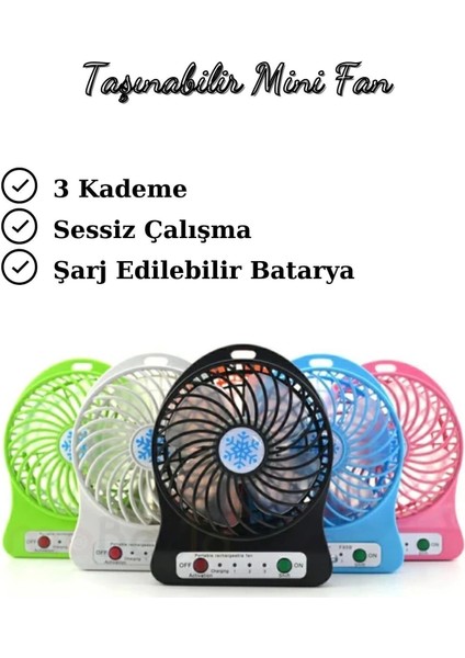 Mini Taşınabilir Portatif Fan 3 Kademeli El Fanı Ofis Ev Gündelik Kullanım