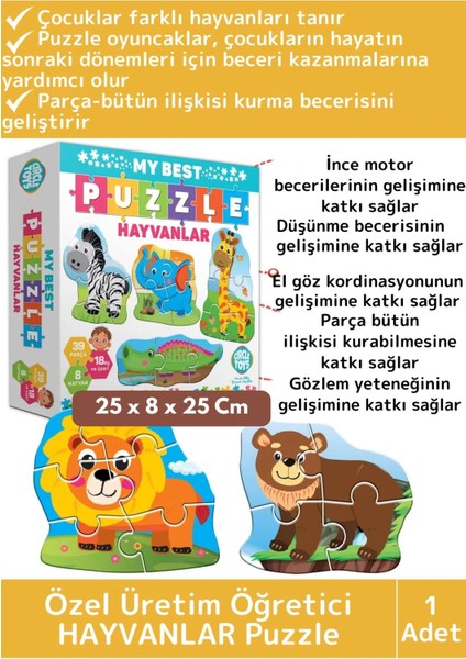 Premium Çocuk Zeka El Göz Koordinasyonu Geliştirici Eğitici Eğlenceli Hayvanlar Puzzle Oyunu
