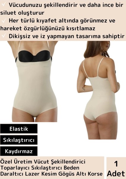 Özel Model Sıkılaştırıcı Toparlayıcı Beden Daraltıcı Lazer Kesim Gögüs Altı Body Korse Ten L/xl