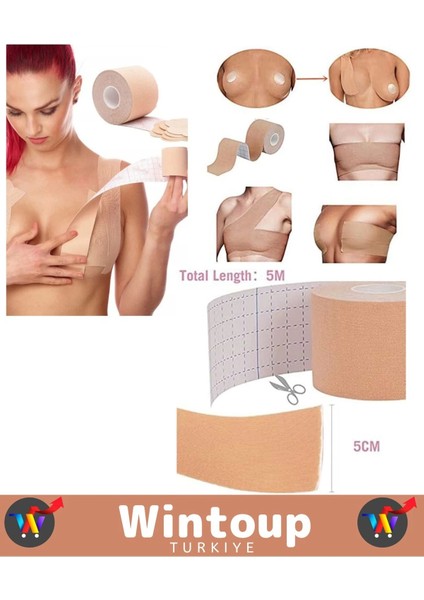 Özel Model Göğüs Bandı Sütyen Kaldırma Bandı Görünmez Kendinden Yapışkanlı Push Up Bant 5 M