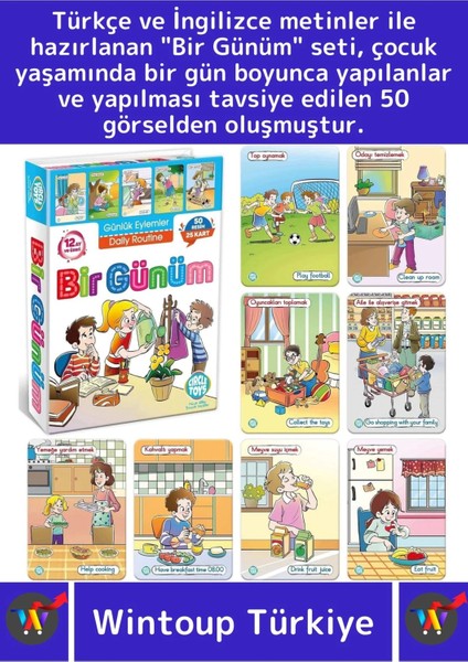 Premium Eğitici Zeka Dil Geliştirici Kişisel Gelişim Çocuk Bir Günüm Eylem Resimli Aktivite Kartları fiyatları