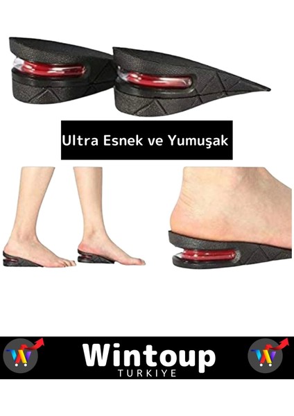 Özel Seri Ortopedik Esnek Tasarım - 5 cm Boy Uzatan - Kaymaz Ayakkabı Topuk Tabanlık x 2 Çift fırsatları