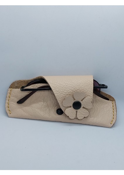 Hakiki Deri Bej El Yapımı Handmade Gözlük Kılıfı fiyatları