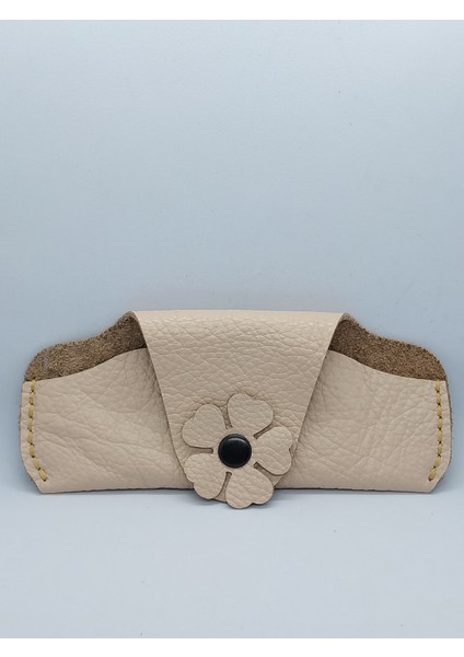 Hakiki Deri Bej El Yapımı Handmade Gözlük Kılıfı modelleri