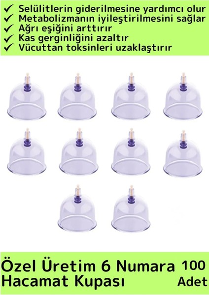 Çatlak Giderici Vakumlu 6 Numara Hacamat Kupası 100 Adet