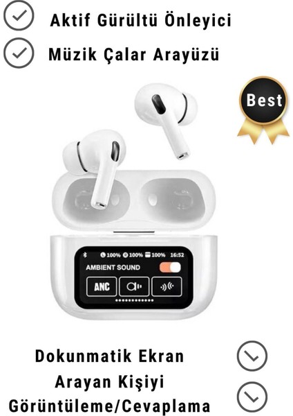 IPHONE11 / Pro /promax Uyumlu Anc Dokunmatik OLED Ekran Arama Yanıtlama Bluetooth Tws Kulaklık