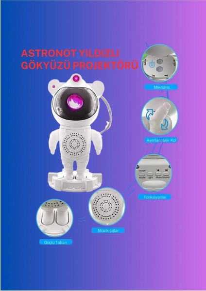 Astronot Model Galaxy Yansıtmalı Bluetooth Kumanda Kontrol Hoparlör fiyatları