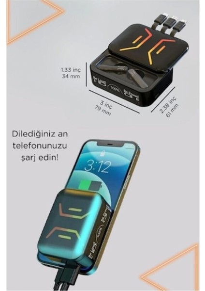 Yüksek Kaliteli M80 Bluetooth Kulaklık Anc/enc Özellikli Powerbank Özellikli Aynali