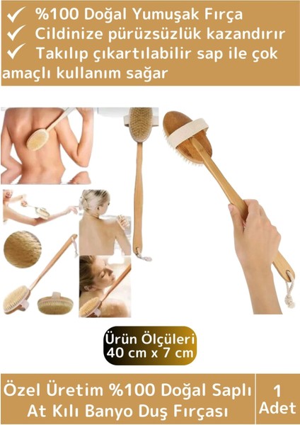 Özel Üretim Doğal Yumuşak Vücut Masajı Etkili Saplı At Kılı Banyo Duş Fırçası