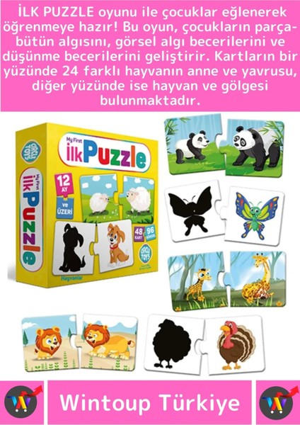 Premium Çocuk Zeka El Göz Koordinasyonu Geliştirici Eğitici Öğretici Eğlenceli 48 Parça Ilk Puzzle fiyatları