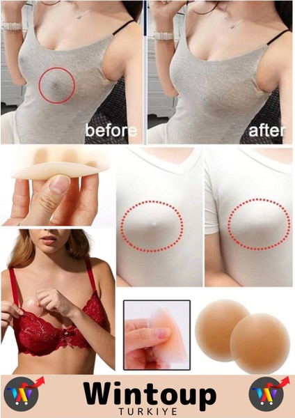 Özel Tasarım Kadın Ten Meme Iç Giyim %100 Silikn Göğüs Ucu Kapatan Gizleyen Ped Nipple Pad 7cm 2çift fiyatları