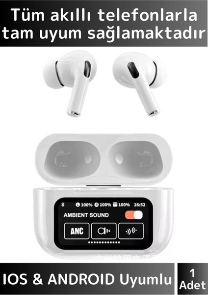 Özel iPhone 16 Pro Max Uyumlu OLED Ekran Anc/arama Yanıtlama/müzikçalar Kulak Içi Bluetooth Kulaklık