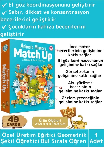 Premium Eğitici Zeka Geliştirici Çocuk El Göz Koordinasyonu Animals Memory Match Up Oyun