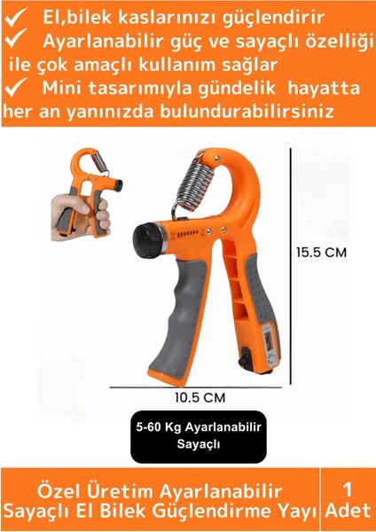 Özel Üretim El Bilek Kol Güçlendirici Kas Yapma Ayarlanabilir Sayaçlı Bilek Güçlendirme Yayı 5-60 kg