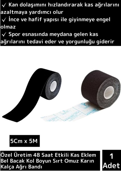 Özel Hızlı Etkili Büyük Boy Kas Bel Bacak Kol Boyun Sırt Omuz Karın Kalça Rehabilitasyon Bandı Siyah